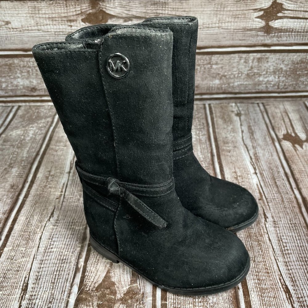 MICHAEL KORS Emma Carter 888 Toddler Girl's 5 Black Faux Suede Tall Boots Zipper